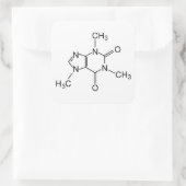 Coffeinchemikalische Formel Kaffeechemikalie Quadratischer Aufkleber (Tasche)