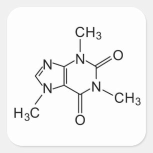 Coffeinchemikalische Formel Kaffeechemikalie Quadratischer Aufkleber