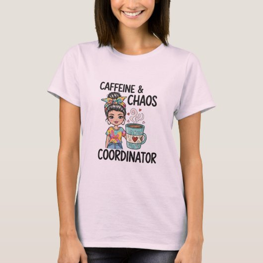 Coffeine & Chaos Queen - Trendy Coffee Graphic T-S T-Shirt (Vorderseite)