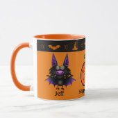 Coffeine Crazy Bat Personalize Name Pumpkin Gesche Tasse (Links)