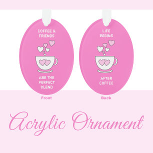 Coffeine Liebe Herz für Kaffeeliebhaber Rosa Ornament