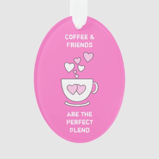 Coffeine Liebe Herz für Kaffeeliebhaber Rosa Ornament (Vorderseite)