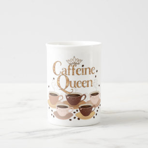 Coffeine Queen - Elegante Knochen-China Kaffee Tas Porzellantasse