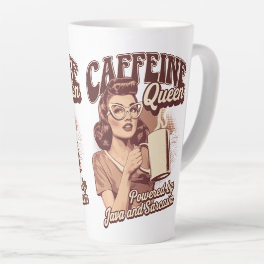 Coffeine Queen - Java & Sarcasm Retro Design Milchtasse (Rechte Ecke)