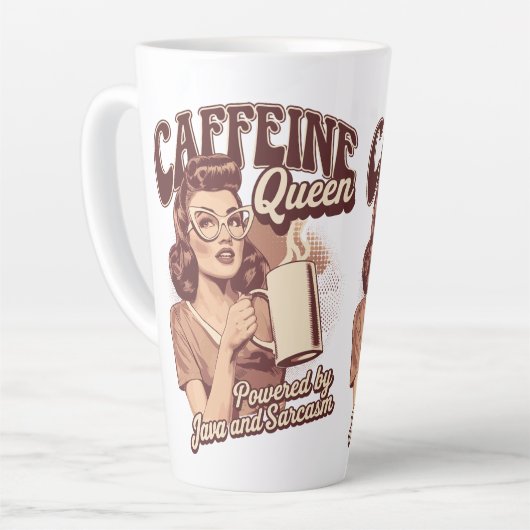 Coffeine Queen - Java & Sarcasm Retro Design Milchtasse (Linke Ecke)