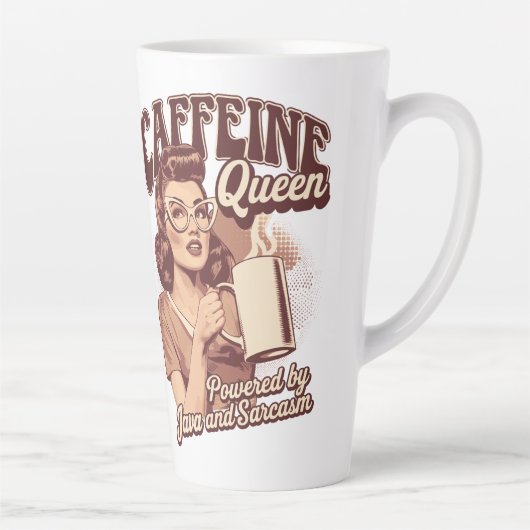 Coffeine Queen - Java & Sarcasm Retro Design Milchtasse (Rechts)