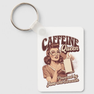Coffeine Queen - Java & Sarcasm Retro Design Schlüsselanhänger