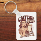 Coffeine Queen - Java & Sarcasm Retro Design Schlüsselanhänger (Vorderseite)