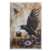 Coffeiniertes Corvid Foto Print