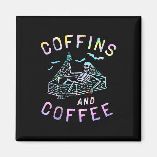 Coffes und Kaffee Funny Skeleton Gefärbte Krawatte Magnet