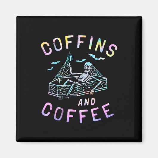 Coffes und Kaffee Funny Skeleton Gefärbte Krawatte Magnet (Vorne)