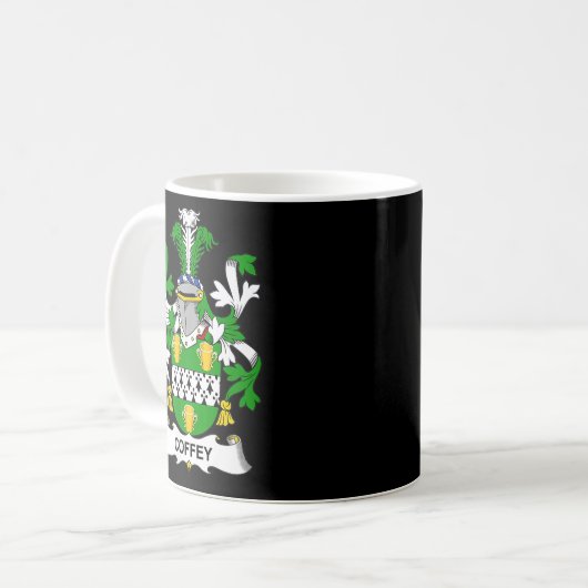 Coffey Coat of Arms Familienwappen Kaffeetasse (Vorderseite Links)