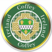 Coffey Irish Shield & Celtic Cross Personalisiert Aufkleber (Vorderseite)