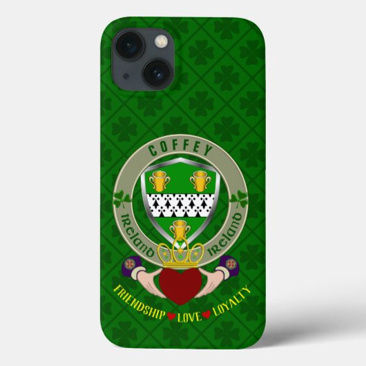 Coffey Irish Shield & Claddagh Personalisiert Case-Mate iPhone Hülle (Rückseite)