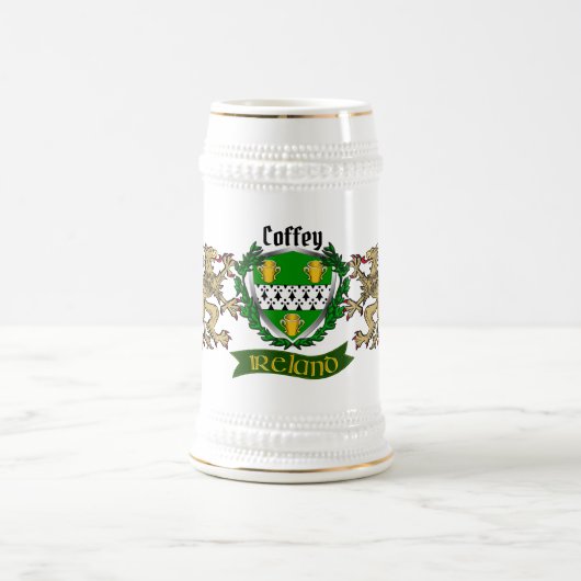 Coffey/O'Coffey - Irish Shield Personalisiert Bierglas (Mittel)