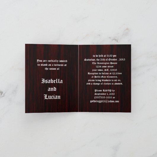 Coffin and Roses Goth Wedding Einladung Card (Innenseite)