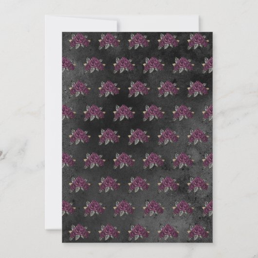 Coffin Black Gray Rose Sparkle Halloween Hochzeit Einladung (Rückseite)
