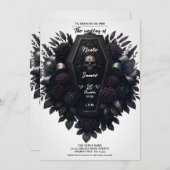 Coffin Bloom Bloral Skull White Gothic Hochzeit Einladung (Vorne/Hinten)