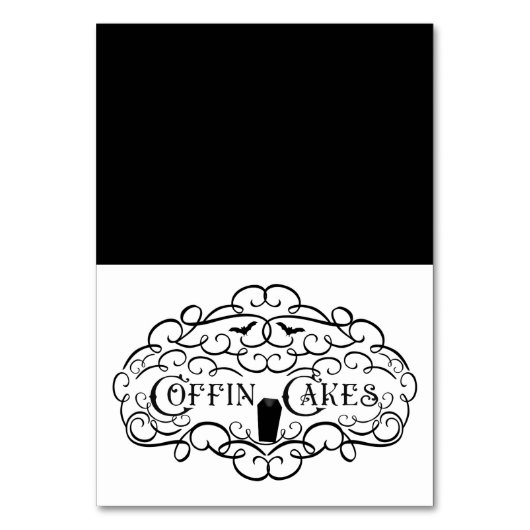 Coffin Cakes Vintag Elegantes Halloween Esszelt Tischnummer (Vorderseite)