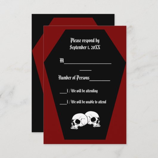Coffin Ebony II (rot) RSVP-Karte RSVP Karte (Vorne/Hinten)