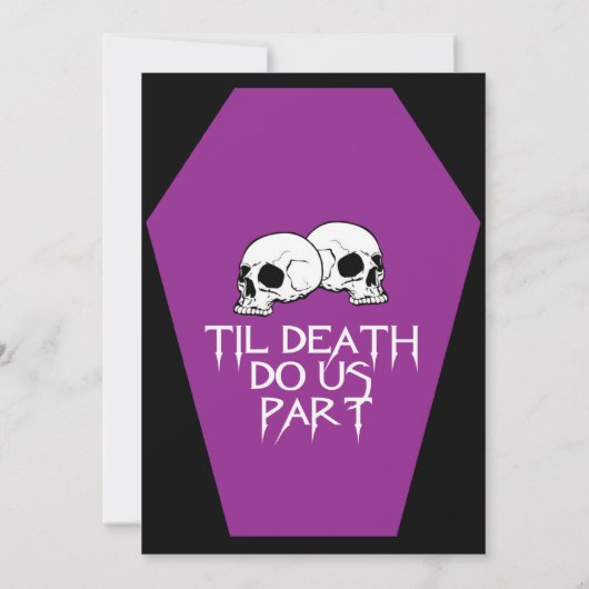 Coffin Ebony (Lila) Hochzeit Einladung (Rückseite)