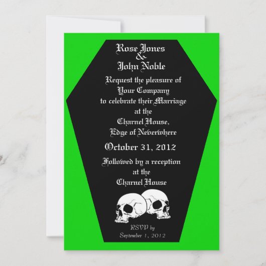 Coffin Ebony (Limon) Hochzeit Einladung (Vorderseite)