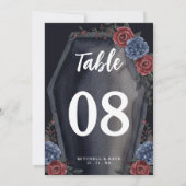 Coffin Floral Gothic Wedding Table Number (Rückseite)