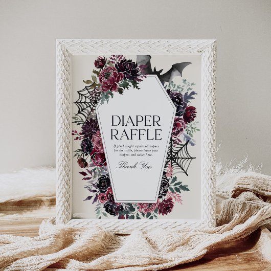 Coffin Halloween Baby Dusche Windeln Raffle-Zeiche Poster