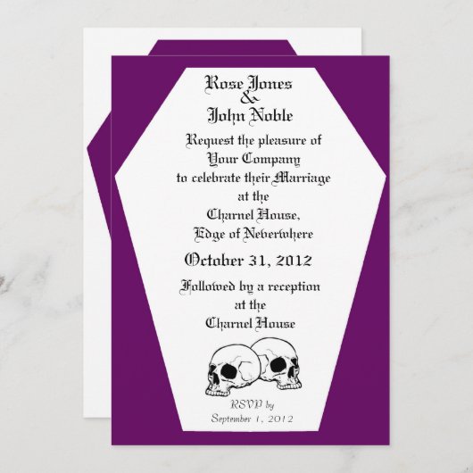 Coffin (Lila) Einladung zur Hochzeit (Vorne/Hinten)