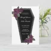 Coffin mit Rose Gothic Wedding Einladung (Stehend Vorderseite)