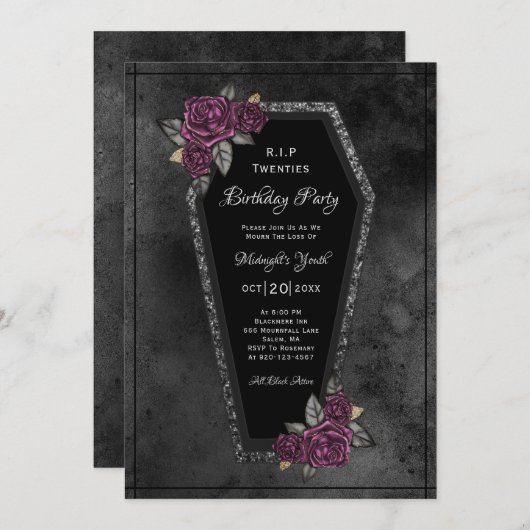 Coffin-RIP 20 Todesopferpartei Einladung (Vorne/Hinten)