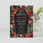 Coffin & Rose R.I.P Junggeselinnen-Abschied Einlad Einladung (Stehend Vorderseite)