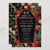 Coffin & Rose R.I.P Junggeselinnen-Abschied Einlad Einladung (Vorne/Hinten)