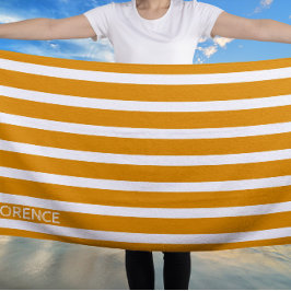 Coffodigelbe Cabana-Streifen - personalisiert Strandtuch