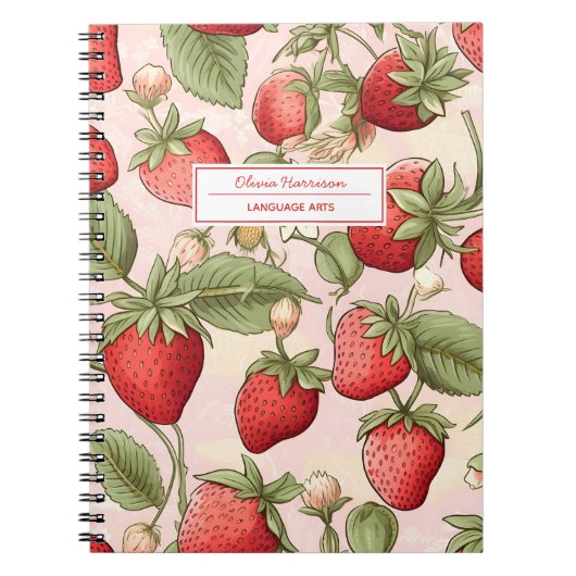 Cogagecore Erdbeeren Name und Gegenstand Notizblock (Vorderseite)