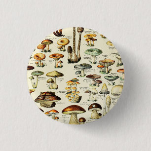 Cogagecore Mushrooms Vintag Naturalist Button