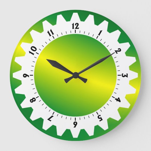 Cogged 01 - Grüne Welle Große Wanduhr (Vorderseite)
