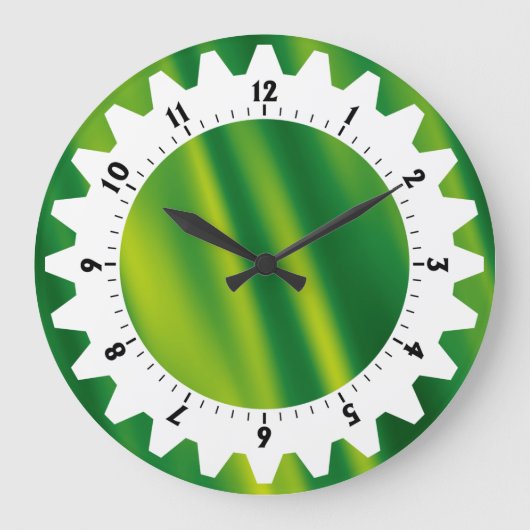 Cogged 01 - Grüne Wellen Große Wanduhr (Vorderseite)