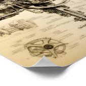 Cogged Machine Blueprint Poster (Ecke)