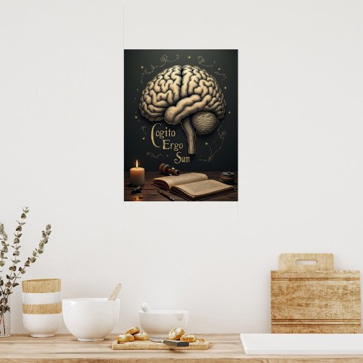 Cogito Ergo Sum - Gothic Dark Academia Philosophie Poster (Küche)