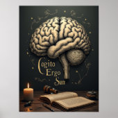 Cogito Ergo Sum - Gothic Dark Academia Philosophie Poster (Vorne)