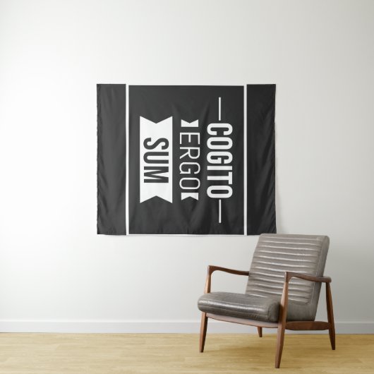 Cogito ergo sum - lateinischer Ausdruck - schwarz Wandteppich (Beispiel (Horizontal))