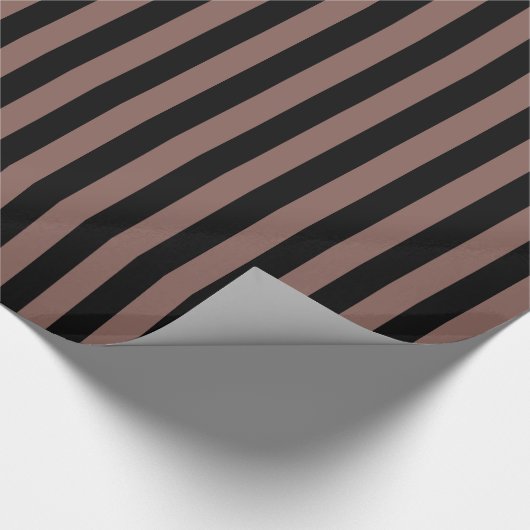 Cognac Brown Black Stripe Geschenkpapier (Ecke)