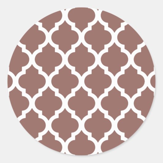 Cognac Brown marokkanischer Tile Trellis Runder Aufkleber (Vorderseite)