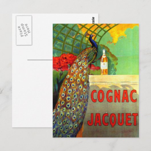 Cognac Jacquet Vintages Werbeplakat Postkarte (Vorne/Hinten)