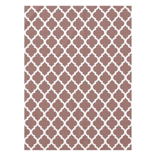 Cognac Leather Brown Marokkanischer Tile Trellis Tischdecke (Vorderseite)