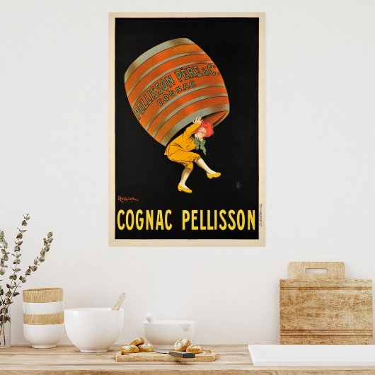 Cognac Pellisson Beverage Barrel Vintage Poster (Küche)