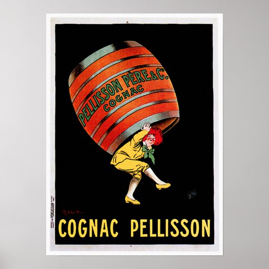 Cognac Pellisson Vintager Wein Drink und Kunst Poster (Vorne)