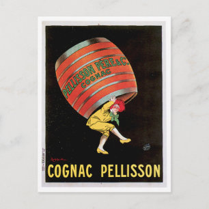Cognac Pellisson Vintager Wein Drink und Kunst Postkarte
