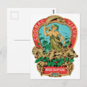 Cognac Vieux Grande Champagne Vintages Label Postkarte (Vorne/Hinten)